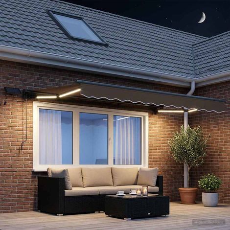 vidaXL Cadre de store manuel avec LEDs Taupe 3,5 x 2,5 m (1/5)