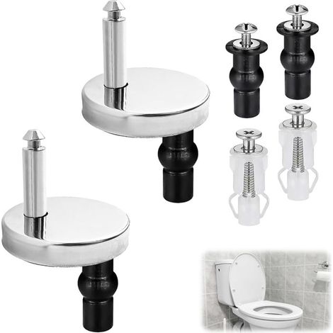 6Pcs Fixation Abattant WC Vis à Fermeture en Douceur Universelles, Vis et Raccords de Charnière de WC à Dégagement Rapide, Écrous de Rechange de Couvercle de WC avec Vis Expansible pour Trous Borgnes (1/5)