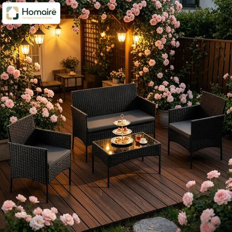 Gartentisch aus schwarzem Glas 100 x 56 x 78 cm HOMAIRE (1/5)