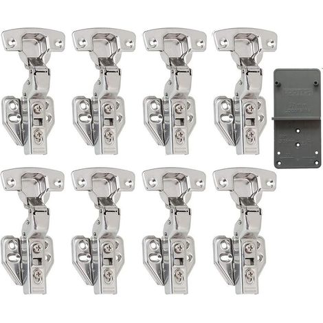 110 Degré Clip Rentrant 35mm Soft Close Charnieres avec Amortisseur Hydraulique Fermeture Automatique Charnière à Amorti pour Armoires de Porte Cuisine Lot de 8 (1/5)