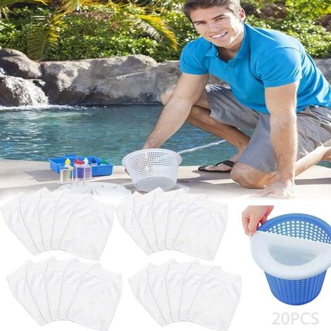 Chaussettes de skimmer, préfiltre de skimmer, préfiltre de piscine, chaussettes de skimmer, chaussettes de skimmer de piscine, skimmer de piscine (lot de 20) (1/5)