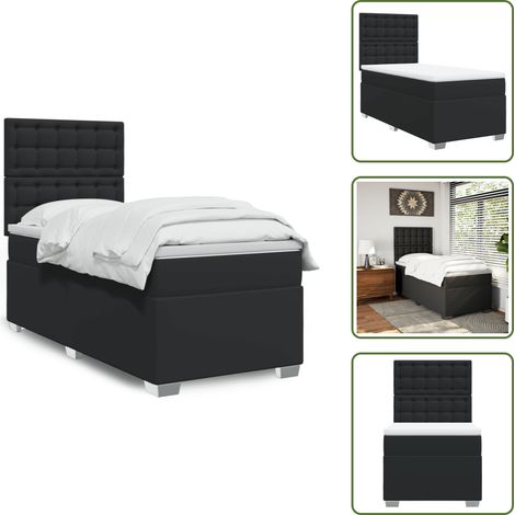 Sommier à lattes de lit avec matelas Noir 80x200cm Similicuir - Sommier À Lattes De Lit - Sommiers À Lattes De Lit - Lit - Meuble De Chambre À Coucher (1/5)