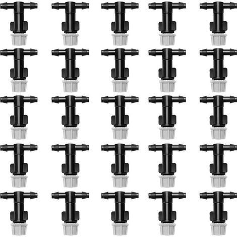 25 Buse d'atomisation, Débit réglable, Connecteur en T, Interface 4mm, Pour Jardin, Serre (1/5)