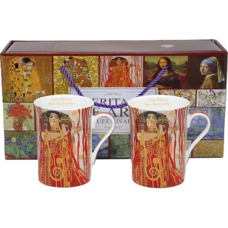 Set regalo di lusso con 2 tazze in porcellana, ispirate a Gustav Klimt e Judith. (1/5)
