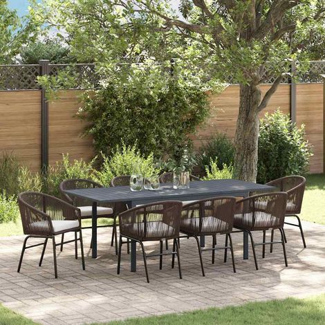 Conjunto de Comedor de Jardín 9 pcs Marrón Poliratán vidaXL (1/5)