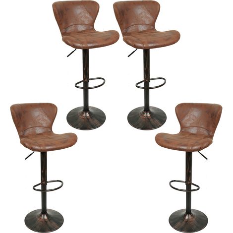 Hofuton Ensemble de 4 Tabourets de Bar avec Hauteur Réglable et Rotation à 360 ° Design Moderne et Ergonomique pour Comptoirs de Bar, de Cuisine et de Maison, Rétro (1/5)