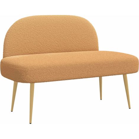 Upholstered Bench with Backrest Beige 110 x 60 x 76 cm Bouclé vidaXL