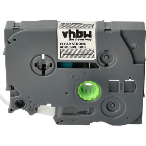 vhbw Label Tape compatible with Brother PT 1090BK, 1100, 1100SB Label Printer 8m x 6 mm, White on Transparent Extra Strong, Laminated (1/4)