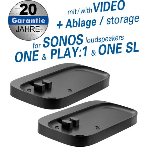 my wall HS28L - Soporte de Pared para Altavoces SONOS One/One SL/Play:1, con Bandeja y guía de Cables, Montaje en Pared para SONOS con una Carga de hasta 7 kg (Paquete de 2) (1/5)
