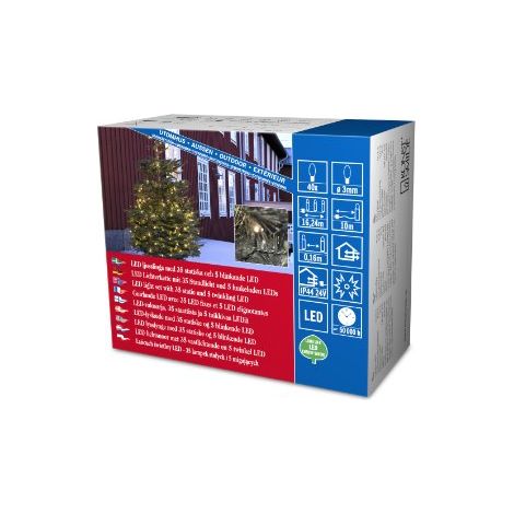 Konstsmide 3610-140 / Catena di luci Micro LED Effetto luccicante / 40 diodi Bianco Caldi / 5X Luccicanti 35x Punti Luce Fermi / 24V trasformatore da Esterno/Cavo Nero (1/3)