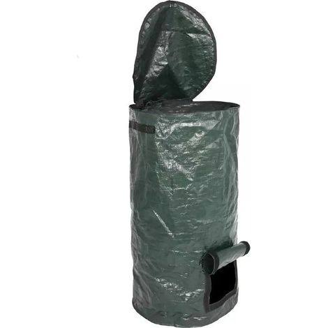 Gartenkompostbeutel aus PE, wasserdicht, faltbar, leicht, großes Fassungsvermögen, wiederverwendbarer Laubsack mit Reißverschluss, 15 Gallonen (ca. 57 Liter), 35 x 60 cm / 13,8 x 23,6 Zoll (ca. 35 x 6 (1/5)