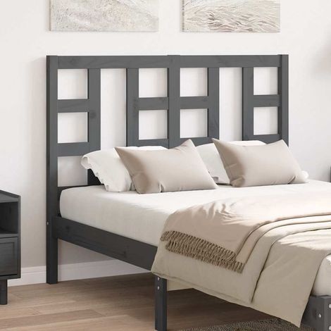 vidaXL Cabecero de cama madera maciza de pino gris 126x4x100 cm (1/5)