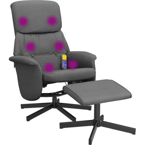 Massagesessel mit Fußhocker Dunkelgrau Stoff vidaXL