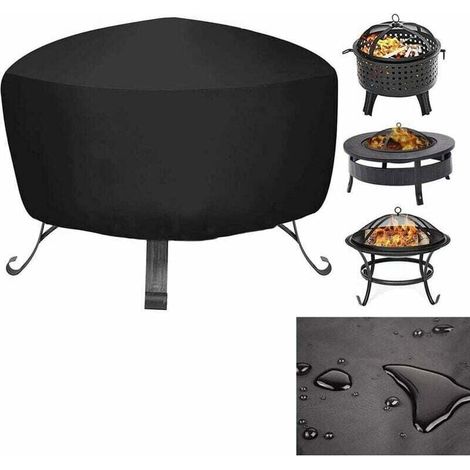 Housse de protection pour brasero rond, cordon de serrage pour imperméable, coupe-vent, résistant aux UV, tissu Oxford 80 x 65 cm pour four, table à manger et chaises et jardin