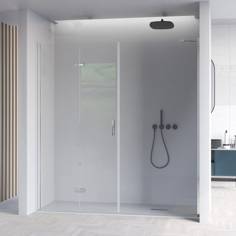 Porta Parete Doccia 140 cm 1 Anta a Soffietto in Cristallo Trasparente 6mm H195 Bonussi Prisca