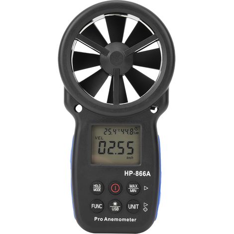 HP-866A Digitales tragbares Anemometer, Windgeschwindigkeitsmesser, Lufttemperaturmesser, Thermometer mit USB-Anschluss (1/5)