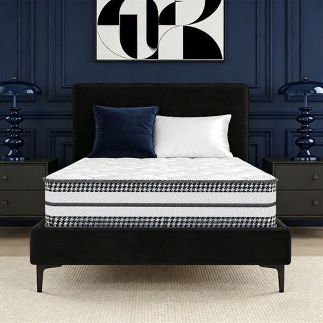 Matelas 90x200, Ép 28 cm, Ressorts Ensachés+Mousse Mémoire Gel, Certifié Oeko-Tex, 8 Zones de Soutien, Double Face, Anti-Acariens
