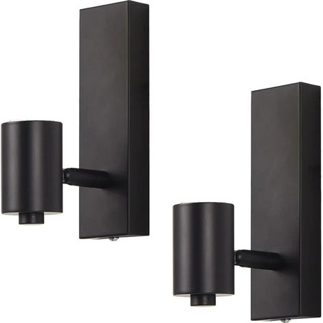 Lot de 2 Appliques Murales Industrielles Noires E27, Spots Muraux Orientables et Rotatifs pour Chambre, Salon et Cuisine, Noir, Sans ampoule (1/5)