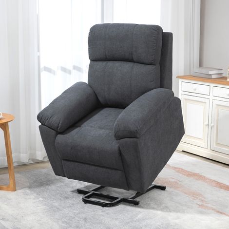 Poltrona elettrica con sollevamento, poltrona massaggiante reclinabile con poggiapiedi, telecomando, rivestimento in tessuto sintetico, grigio