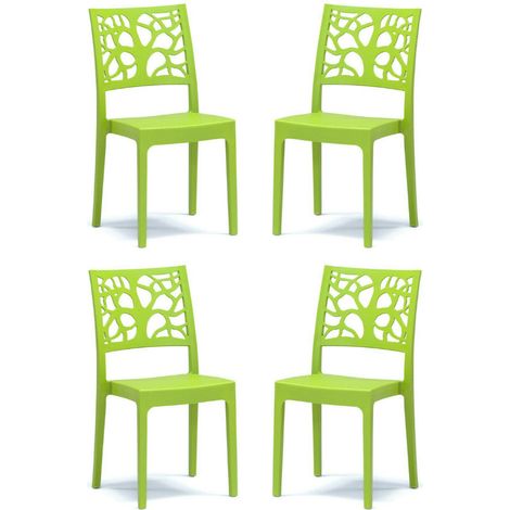 Sedia da bar cucina in polipropilene impilabile TETI verde Set 4 (1/2)