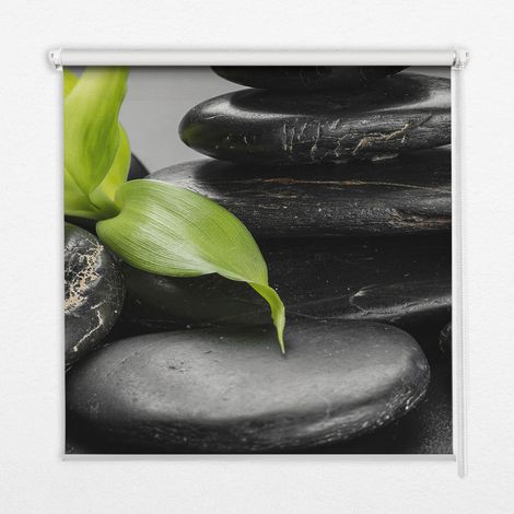 Innenrollo Fensterrollo - Rollo ohne Bohren - Sichtschutzrollo - Lichtdurchlässiges Rollo - Rechteckiges - Rollo - (80 cm x 140 cm) - Orchidee auf den Steinen