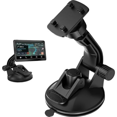 Support de GPS de voiture avec ventouse puissante, 4 crochets pour tableau de bord et pare-brise, serrure à bascule réglable de rechange pour GPS de 4,3 à 5 pouces, compatible avec Garmin, Navigon (1/5)