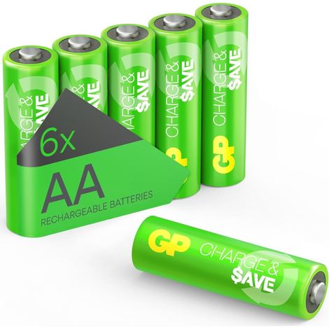 Piles rechargeables AA Lot de 6 - Batteries 1,2V - GP C&S (1/5)