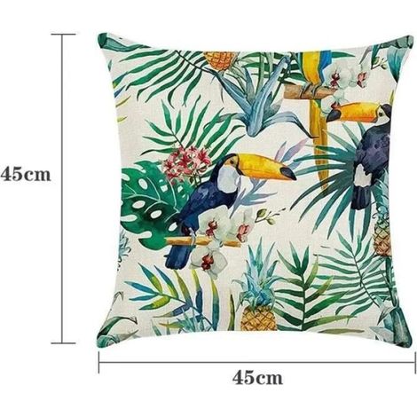 Housse de coussin lot de 4, imperméable, motif plantes et fleurs, 45x45cm, fermeture éclair cachée, pour intérieur et extérieur (1/4)