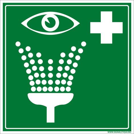 Panneau de signalisation lave-oeil ISO 7010 - Évacuation et secours - Adhésif 125x125 mm (1/5)