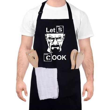 Küchenschürze für Herren, wasserdichte, verstellbare Grillschürze mit Taschen, Geschenkidee für Partys (70 cm x 80 cm) (1/5)