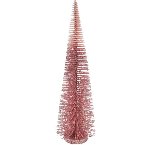 Albero Cono con Glitter Rosa alberello natalizio da tavolo per interno 45 cm -45 cm