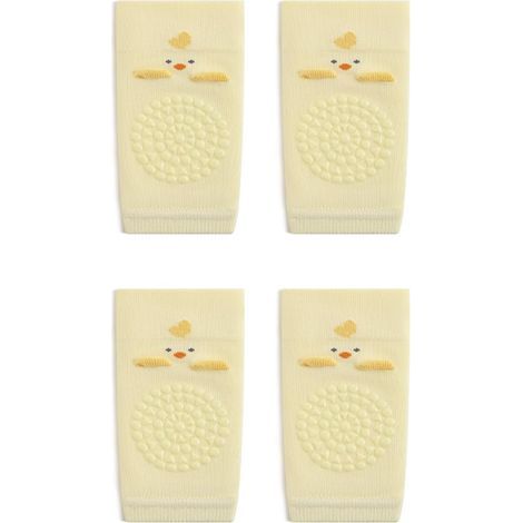 Genouillères Bébé 2 Paires Été, Antidérapantes & Anti-Chute avec Points Silicone pour Ramper, Protection des Genoux Souples 0-36 Mois Motif Poussin Jaune (1/5)