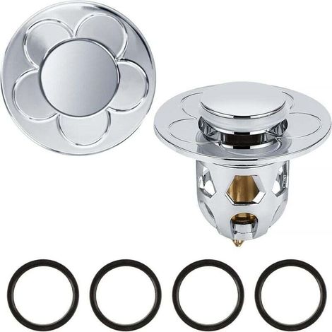 Tappo universale per lavello in 2 pezzi, tappo di scarico a scomparsa, filtro anti-intasamento per bagno, cucina e lavello, adatto per diametri da 34 a 40 mm (argento)