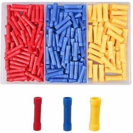 Cosse Electriques Automobile a Sertir Ronde 200 Pièces Connecteurs Bout Cosses à Sertir Isolées pour Câble 0,5mm²-6 mm ² (Rouge+Bleu+Jaune)- (1/5)