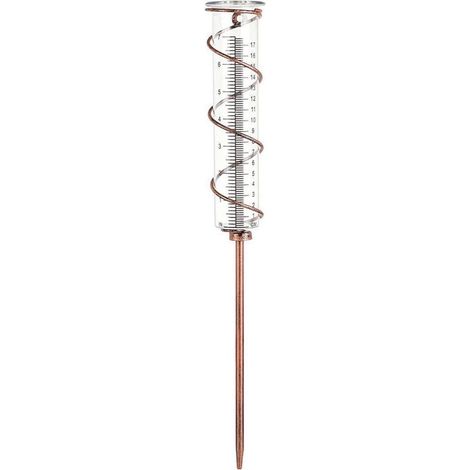 Spiralförmiger Regenmesser aus Glas mit 17 cm Fassungsvermögen, Metallrahmen, Garten-Regenmesser, bronzefarbenes Eisenrohr, Außen-Regenmesser, Glas-Deko-Regenmesser für den Garten (1/4)