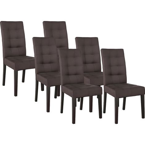 Lot de 6 chaises en tissu et bois - Marron - VILLOSA (1/4)