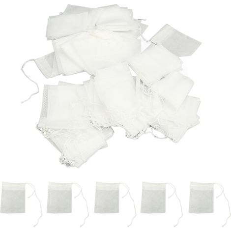 500 Sachets de Thé en Tissu Non Tissé avec Cordon pour Infusion de Feuilles Vrac et Préparations Médicinales (1/5)