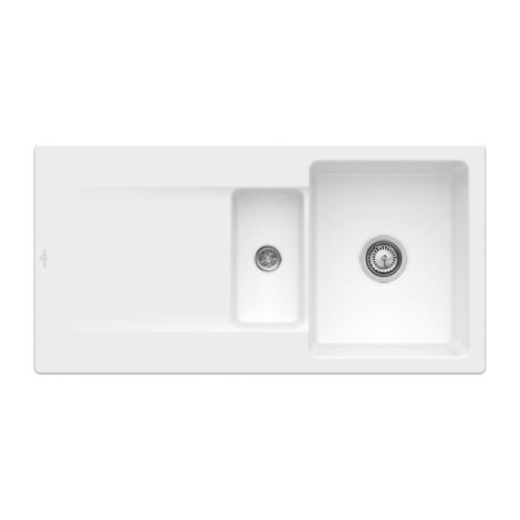 Fregadero 1 1/2 senos VILLEROY ET BOCH Siluet 60 R Piedra Blanco CeramicPlus (1/2)