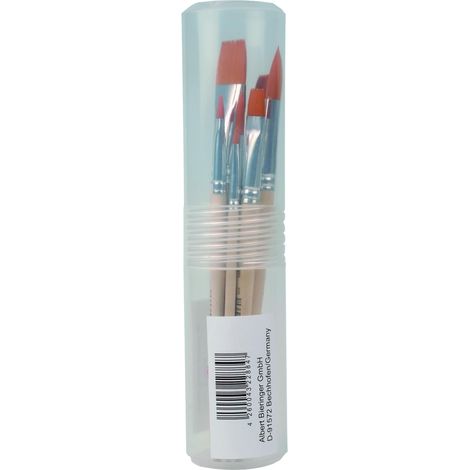Set de pinceaux 8 pièces, 5 pinceaux plats de la série 579 et 3 pinceaux ronds de la série 578, pinceaux à poils synthétiques et manche en bois, étui plastique inclus