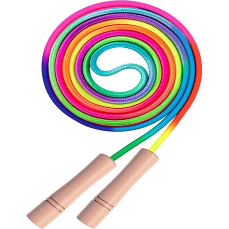 Corde à Sauter - Cordon Nylon 6 mm - Poignées en Bois Ergonomiques - Longueur Réglable Jusqu'à 260 cm - Pour Enfants 4 à 8 Ans - 1 Pièce (1/5)