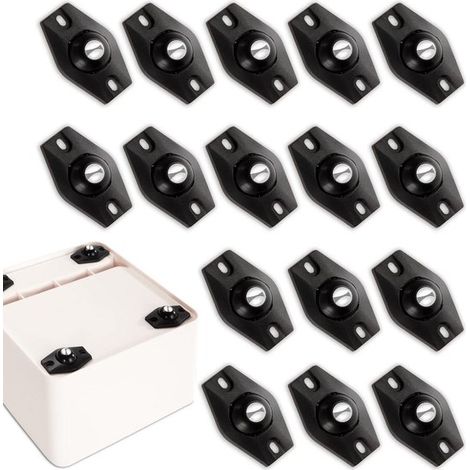 Ruote a sfera autoadesive girevoli a 360° per piccoli mobili - Set da 16 pezzi, nere (1/5)