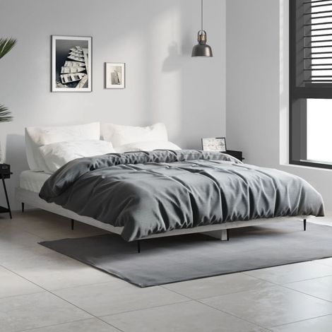 Lit adulte Cadre de lit Facile à monter pour Adultes, Adolescents, Enfants sonoma gris 140x190 cm bois d'ingénierie BNDET7743221 (1/5)