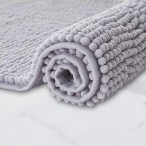 1 tapis de bain gris clair, 60 x 90 cm, antidérapant Super absorbant, lavable en machine Convient pour la salle de bain, la douche et la baignoire (1/5)