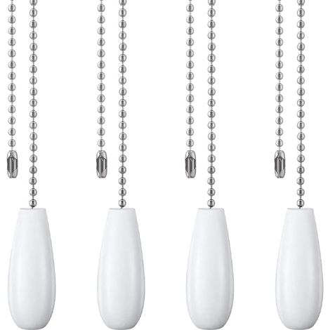 Lot de 4 Chaîne ventilateur plafond, Poignée bois lisse, Connecteur inclus, Pour luminaire intérieur