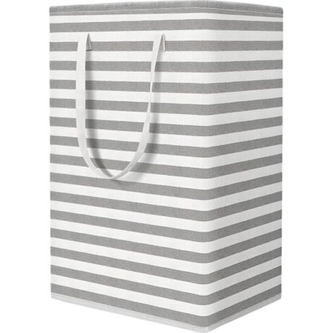 1 cesta de ropa grande，impermeable，cesta de ropa plegable y alta，con asa extensible，juguetes de dormitorio y hogar，Rayas gris-marrón，403060cm (1/5)