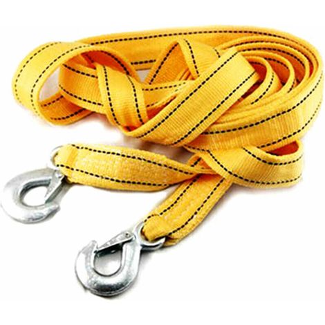 Sangle De Remorquage Avec Crochets Corde De Recuperation De Vehicule De Voiture Corde De Remorque 11 023 Lb Capacite De Corde De Remorquage Robuste Pour Camion De Voiture Suv, 4 M, Jaune (1/5)