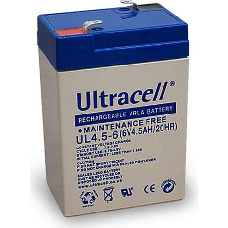 Batteria al Piombo 6V 4,5Ah, UL 4.5-6 (Faston 187 - 4,8mm)