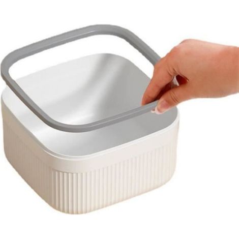 poubelle de Bureau,Poubelle Recyclage de Crayon en Plastique,Poubelle de comptoir avec intérieur Amovible,pour vanité,chambre(blanc) (1/3)