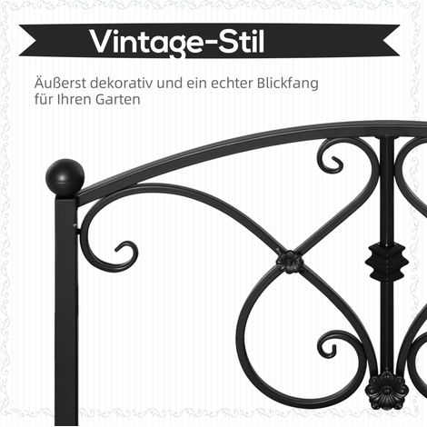 Pont décoratif de jardin avec rambarde de sécurité pour bassin, charge max 100 kg, 102 x 48 x 49 cm, noir (1/4)