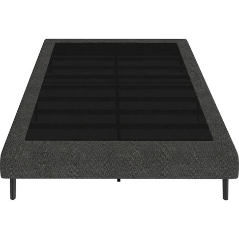 Sommier tapissier - HOMCOM - housse en chenille - cadre de lit à lattes, charge max. 400 kg - 140x190 cm - gris (1/5)